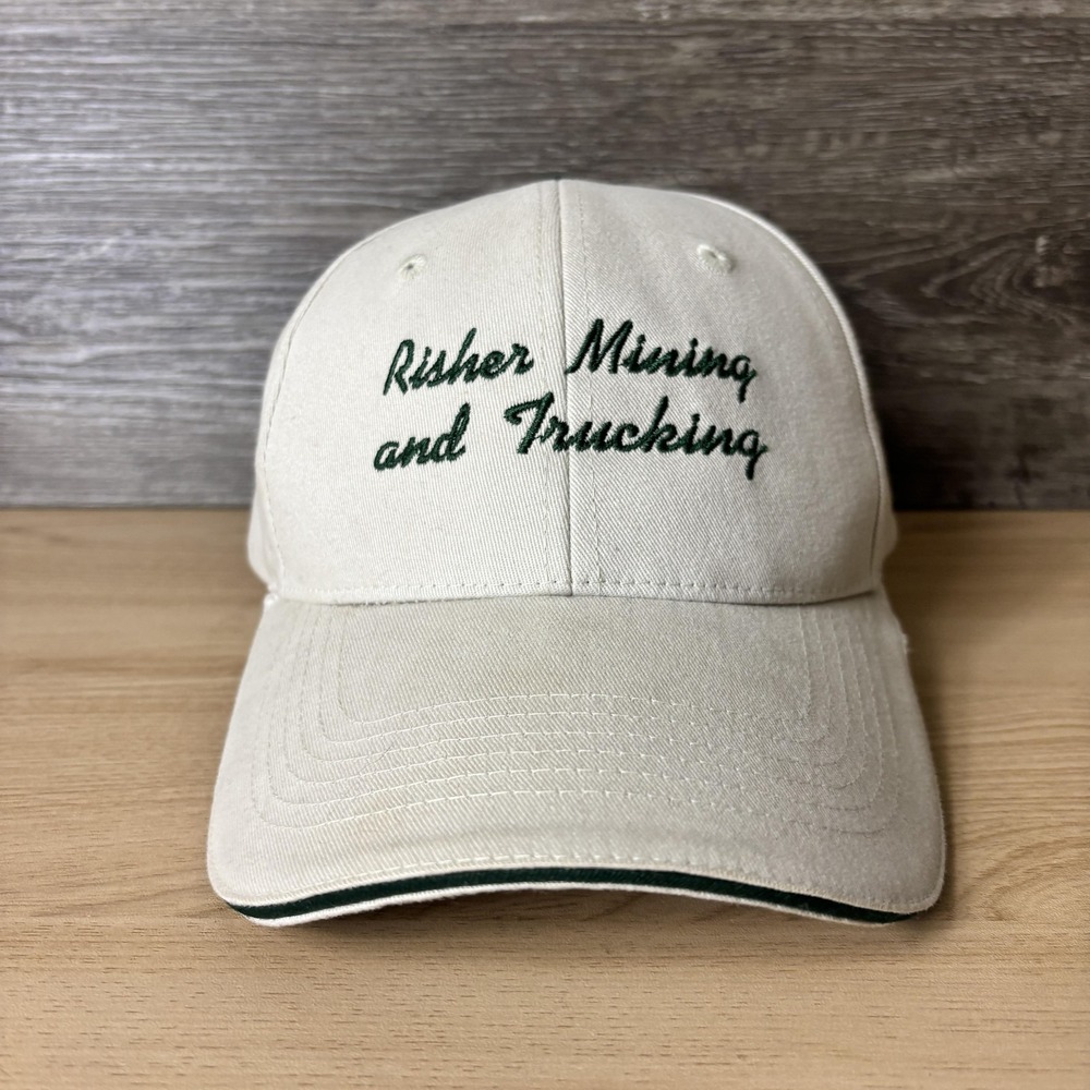 Risher Mining and Trucking Hat Cap Strap Back Embroidered Workwear Mens